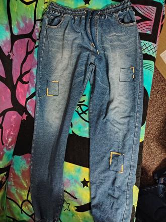 Džínové kalhoty teplákové, wolf,164