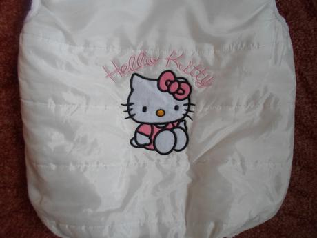 Bílá zateplená vesta vestička s kapucí hello kitty, 116