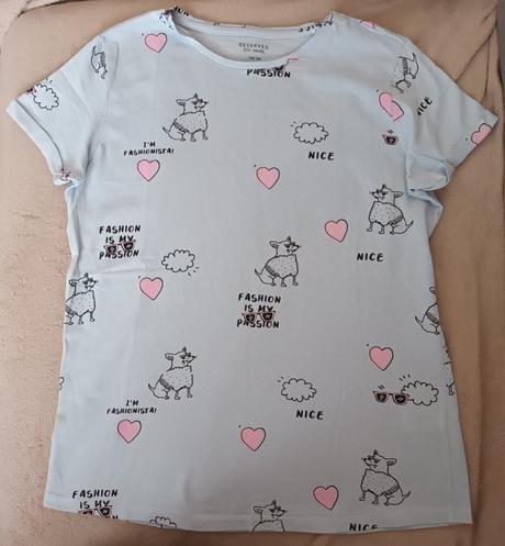 Dívčí modré triko krátký rukáv pejsci reserved, reserved,164