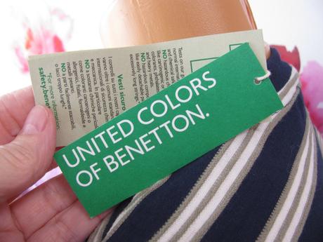 Pružné pruhované bavlněné tričko benetton, benetton,140