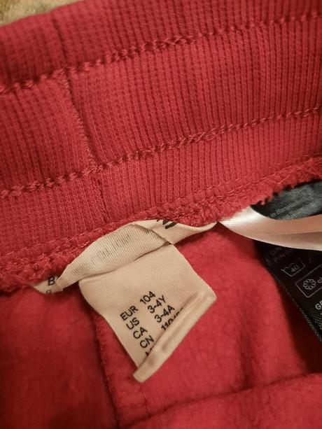 Malinové tepláky, h&m,104