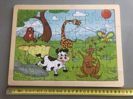 Dřevěné puzzle pro nejmenší kravička,klokan,žirafa,