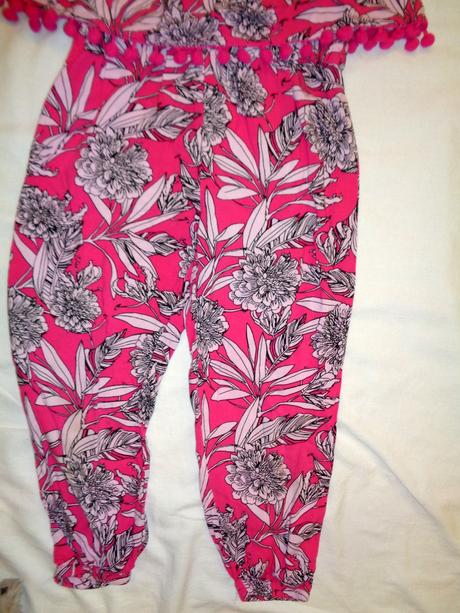 Luxusní letní růžovobílý overal s bambulkami, girl2girl,122