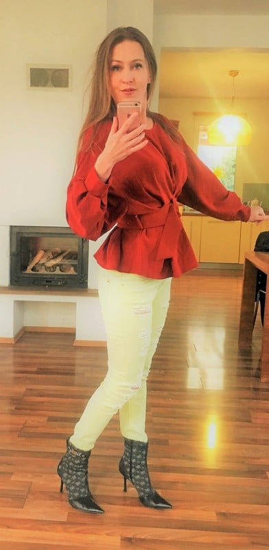 Nový cihlově červený top pc 450, vel s-m, amisu, amisu,s