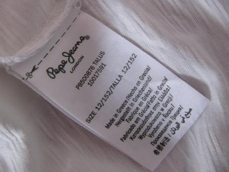 Bavlněné bílé tričko s potiskem, pepe jeans,152