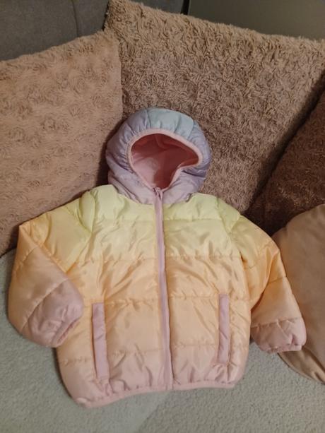 Pastelová duhová bunda, prošívaná bunda, sinsay,86