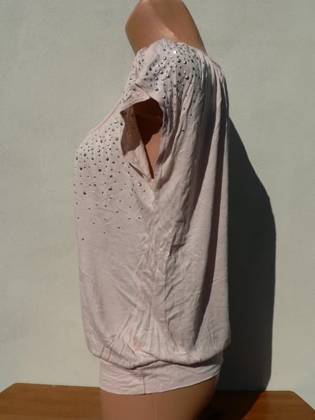 Světlounce růžový zdobený top h&m - vel.xs, h&m,xs