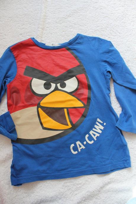 Modré tričko angry birds, h&m,104