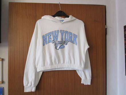 Bílá bavl. mikina s kapucí, jako nová, terranova,152