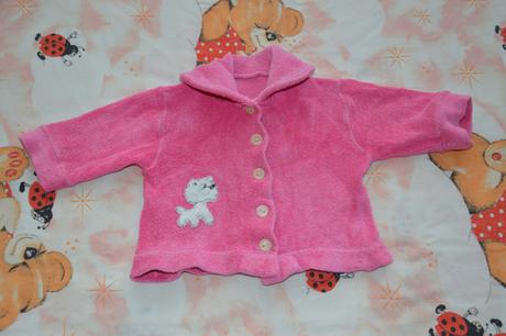 Froté kabátek s pejskem, růžový, loana,68