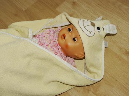 Zluty frote rucnik - zajicek -na miminka, 