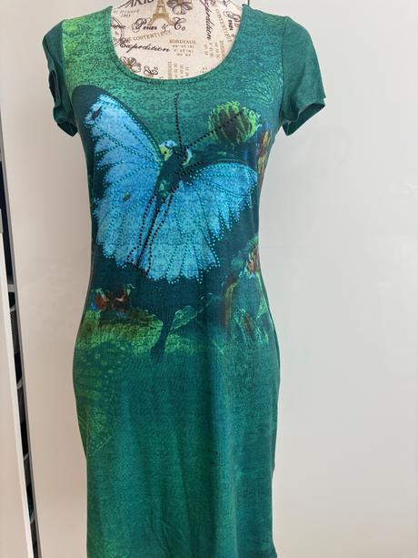 Zelené šaty tamaris ve velikosti 34 motýl, 34