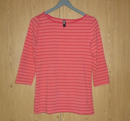 Lososově - červené proužkované tričko takko, takko,s