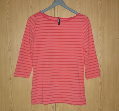 Lososově - červené proužkované tričko takko, takko,s