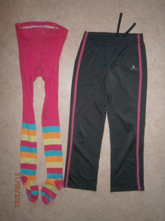 Tepláky, vel. 134/140 + punčochy zdarma, domyos,134