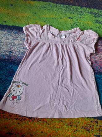 Milá růžová tunika s kočičkou, 92