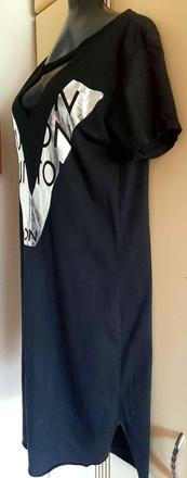 Černé bavlněné šaty se stříbrnou aplikací vel. uni, 