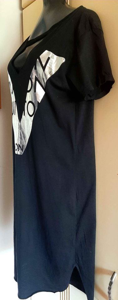 Černé bavlněné šaty se stříbrnou aplikací vel. uni,