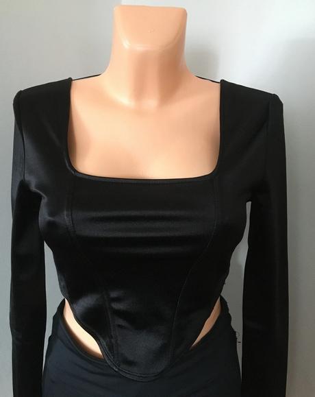 Vel. 36 černý společenský crop top, h&m,36