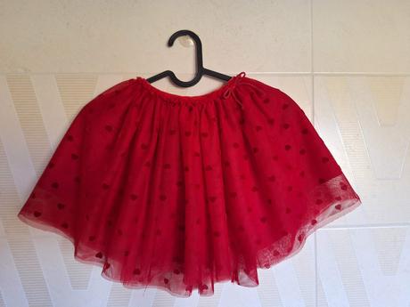 Sukně h&m - červená, vánoční, sváteční, srdíčka, h&m,110