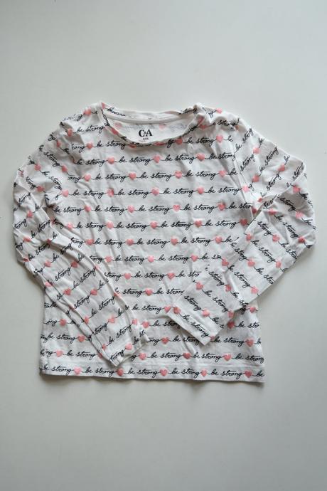 Bavlněné tričko se třpytivými srdíčky, c&a,122