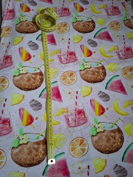 Metráž úplet,  letní vzor, 