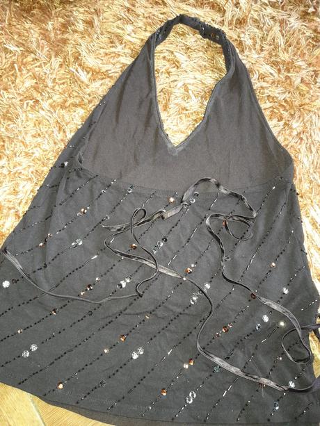 Triko slavnostní next hnědé se třpytkami nošené, next,xs