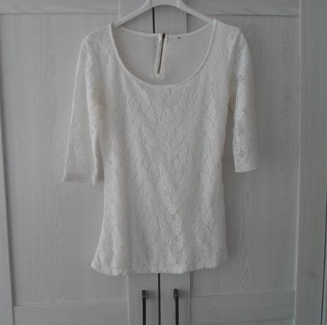 Bílé krajkové tričko triko 3/4 rukáv, h&m,m