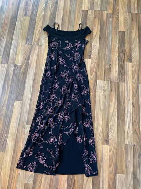 Maxišaty s třpyt růží a rozparkem, vel 42, možná s, l