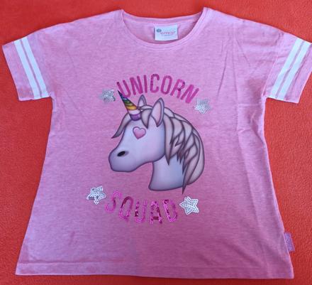 Dívčí triko krátký rukáv unicorn emoji, 134