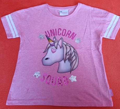 Dívčí triko krátký rukáv unicorn emoji, 134