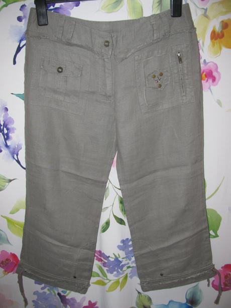 Dámské lněné tenké kapri kalhoty/tříčtvrťáky, 38