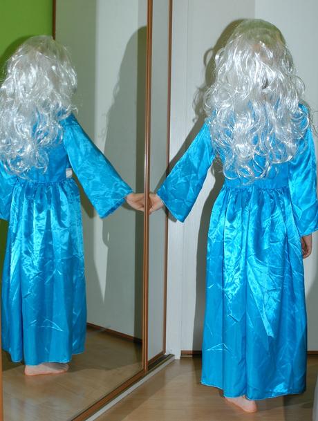 Karnevalové modré dlouhé šaty princezna i bohyně, 