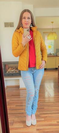 Okrová prošívaná bunda, vel xs/s, ff, f&f,xs