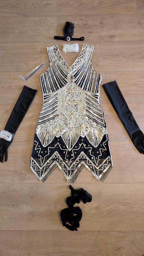 Ka184  flitrové šaty ve stylu 20. let vel. m, 38, m