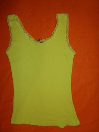 Luxusní žlutozelené svítivé tílko s krajkou, l