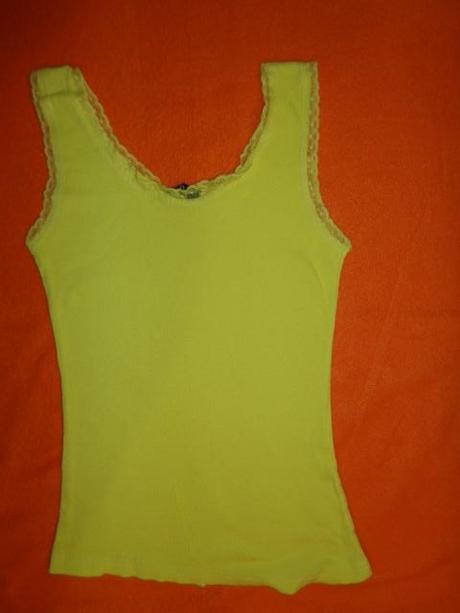 Luxusní žlutozelené svítivé tílko s krajkou, l