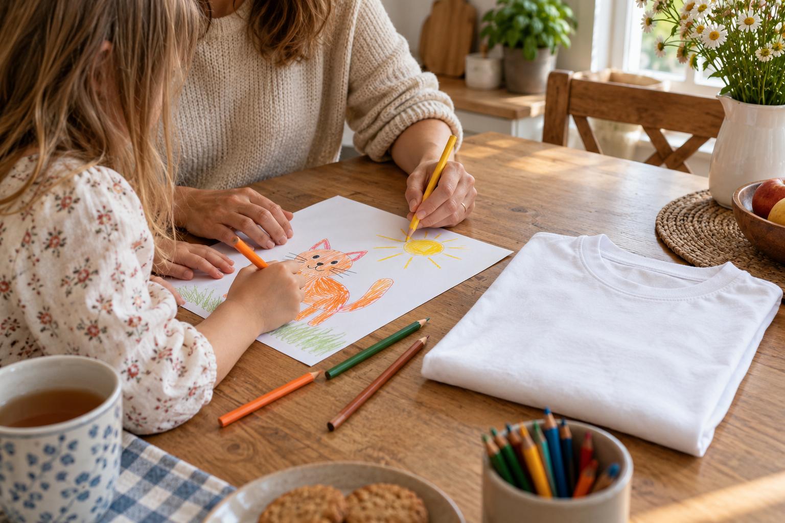 Společné kreslení může být součástí přípravy dárku. Ilustrační vizualizace vytvořená AI. Společné kreslení může být součástí přípravy dárku. Ilustrační vizualizace vytvořená AI.