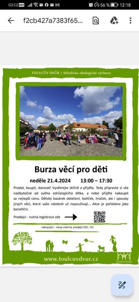 Burza dětského oblečení a hraček v Toulcův Dvůr 