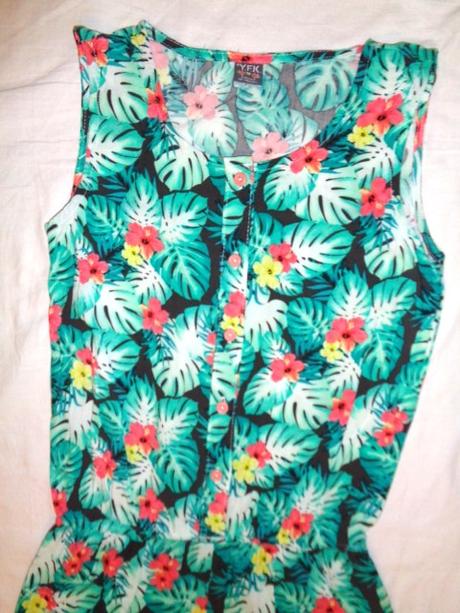 Krásný vzdušný letní overal - hawai motiv, 158