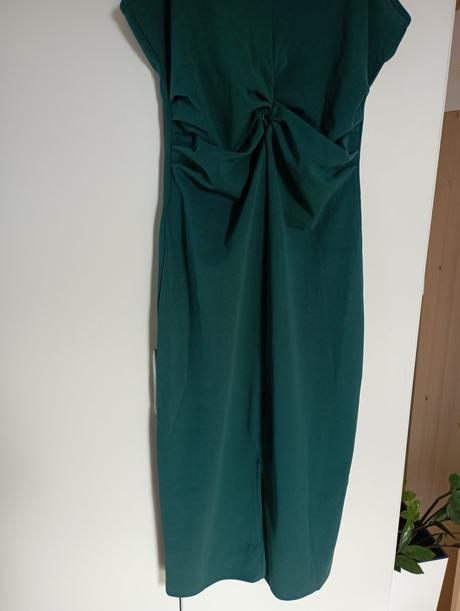 Nabírané šaty s rozparkem lesní zeleň, gate,38 / m