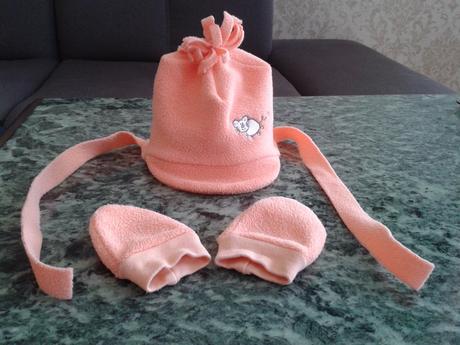 Set čepice rukavice dráče flís obvod 38-40, 62