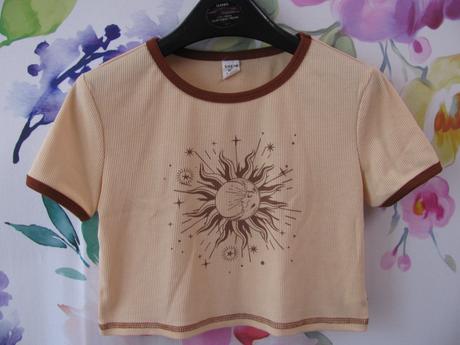 Crop top pružné řádkované tričko, 152