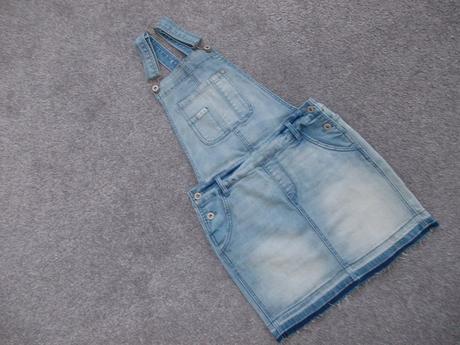 Riflová / džínová sukně s laclem, vel.158, 158