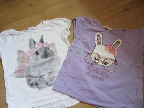 2x tričko s králičkem, h&m,110