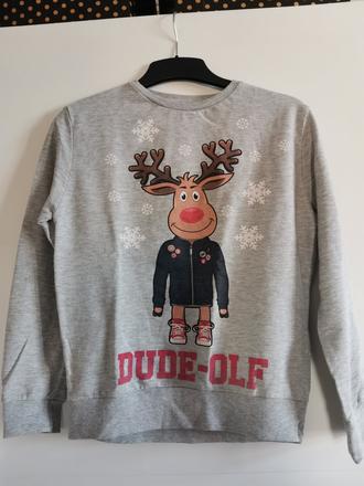 Mikina vánoční motiv sob vel. 152, 152