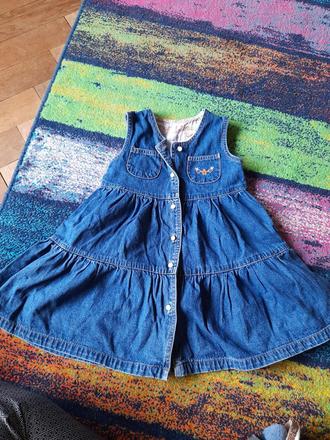 Riflové džínové šaty dlouhé na holku modré, 110