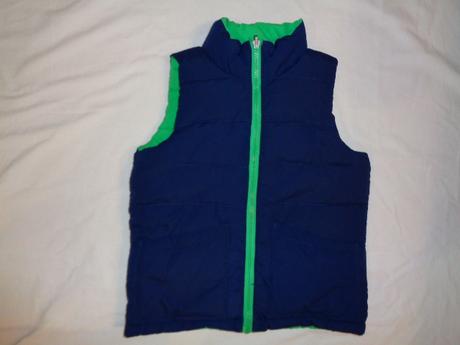 Luxusní oboustranná zimní vesta - zelená a modrá, tcm,122 / 128