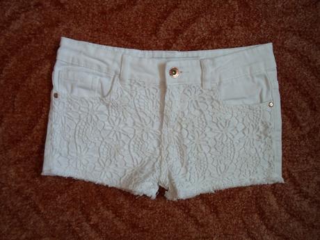 Bílé kraťasy kraťásky šortky s krajkou, denim co,146