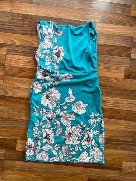 Nové modré šaty s květy, vel s/m i více, bodyflirt, s